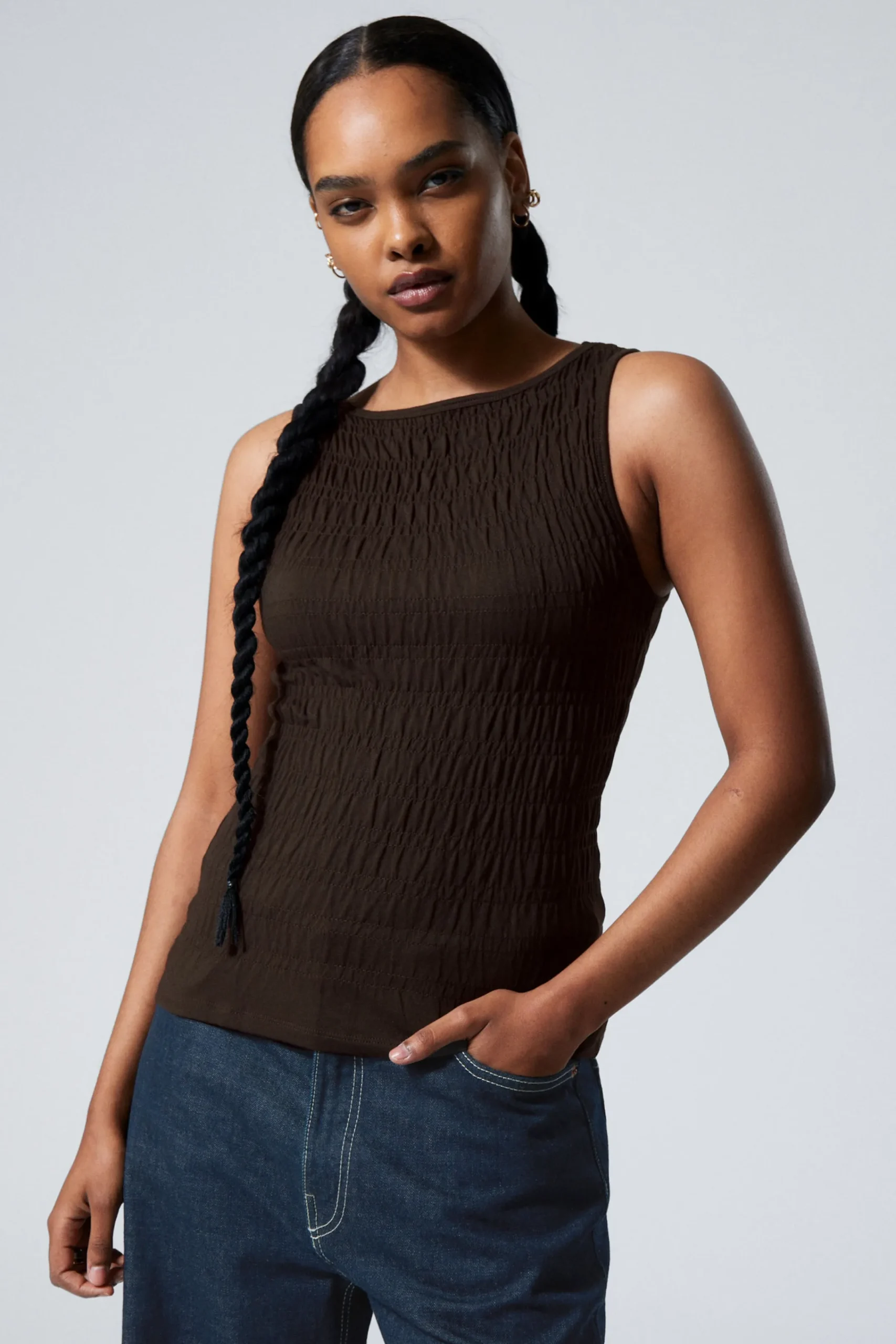 Weekday Toppar<ANNIE BOATNECK SMOCK TOPP