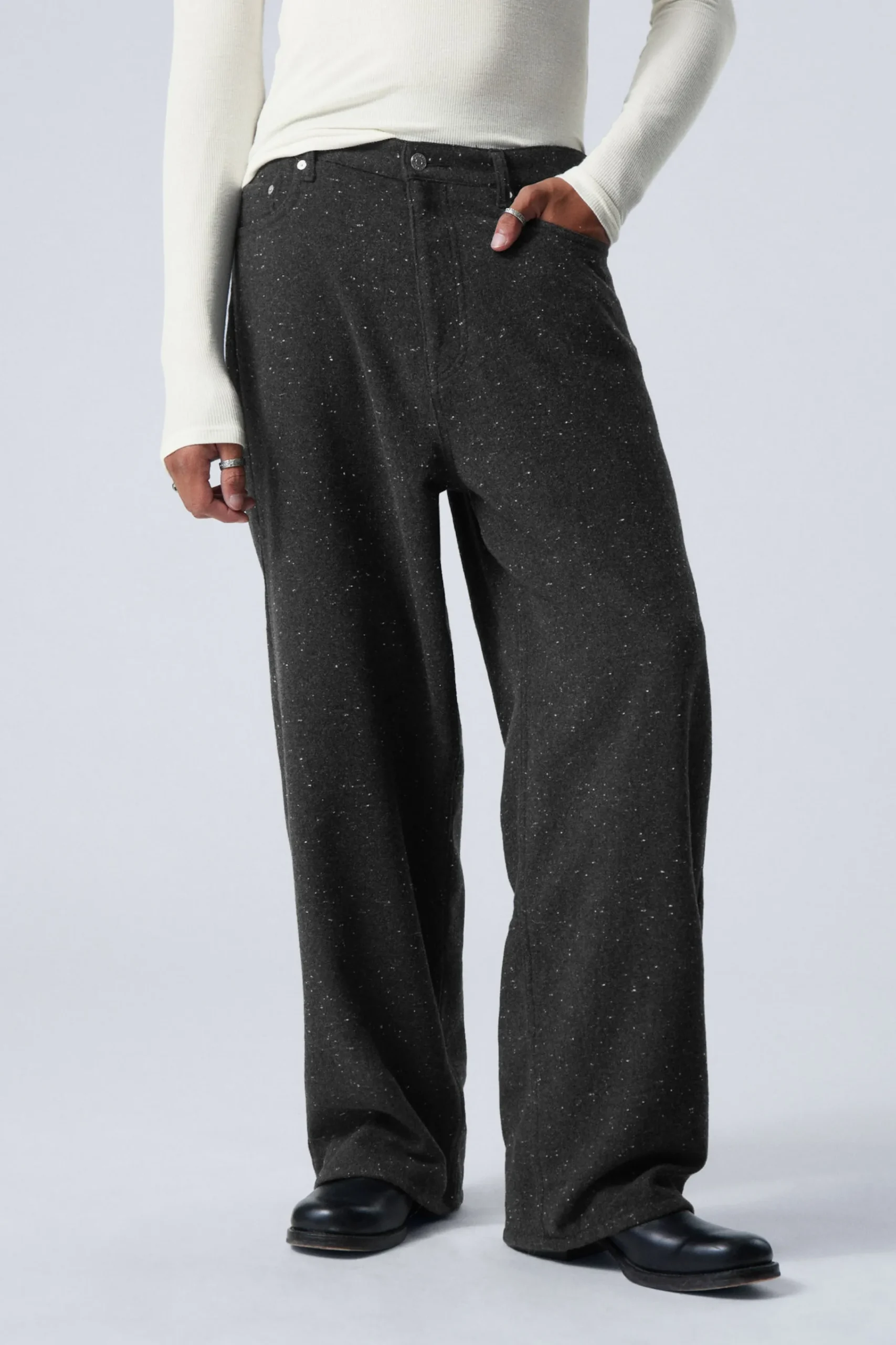 Weekday Byxor<ASTRO LOOSE BAGGY NEPS SUIT TROUSERS