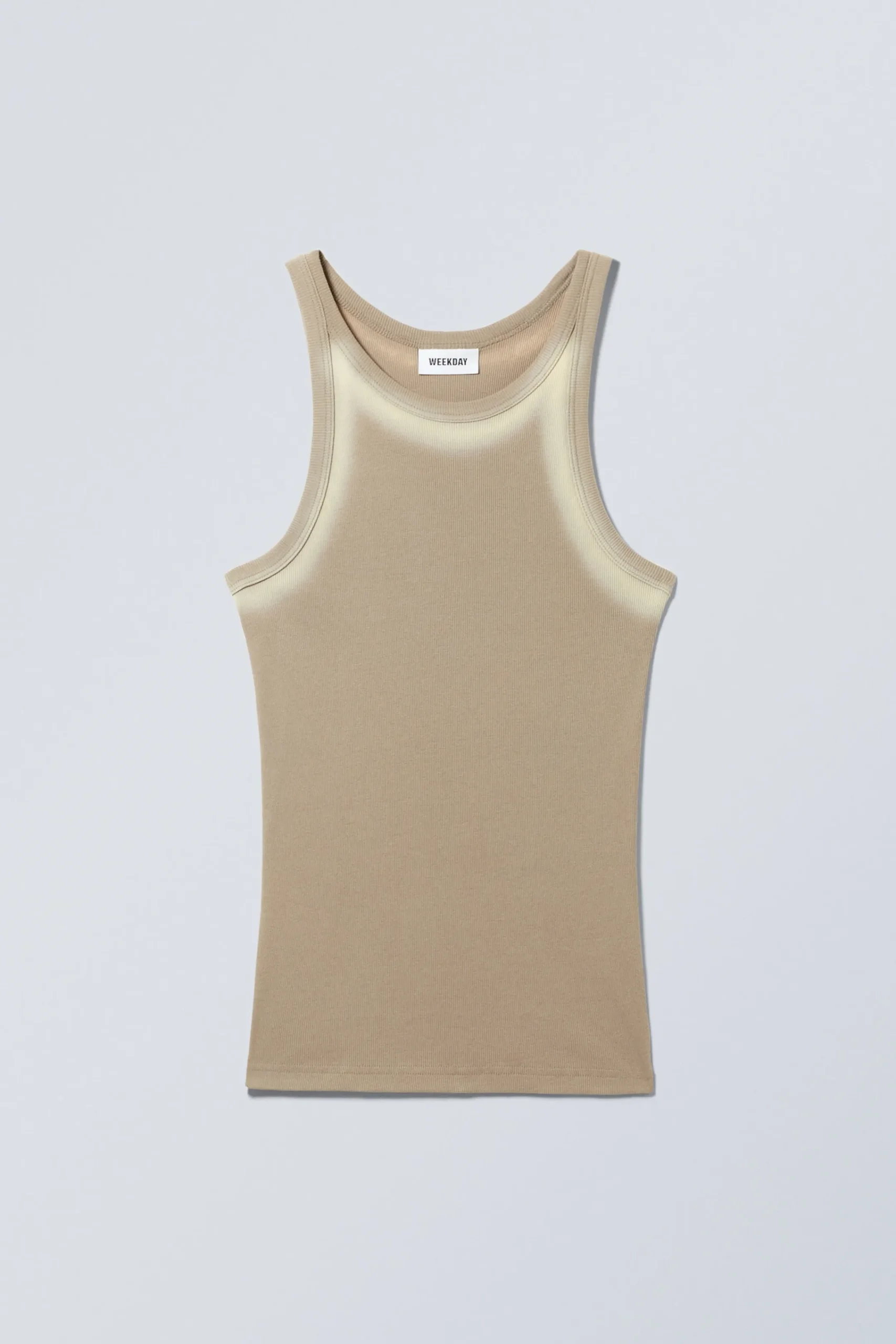 Weekday T-Shirtar & Toppar<BLEKT RIBBSTICKAT LINNE