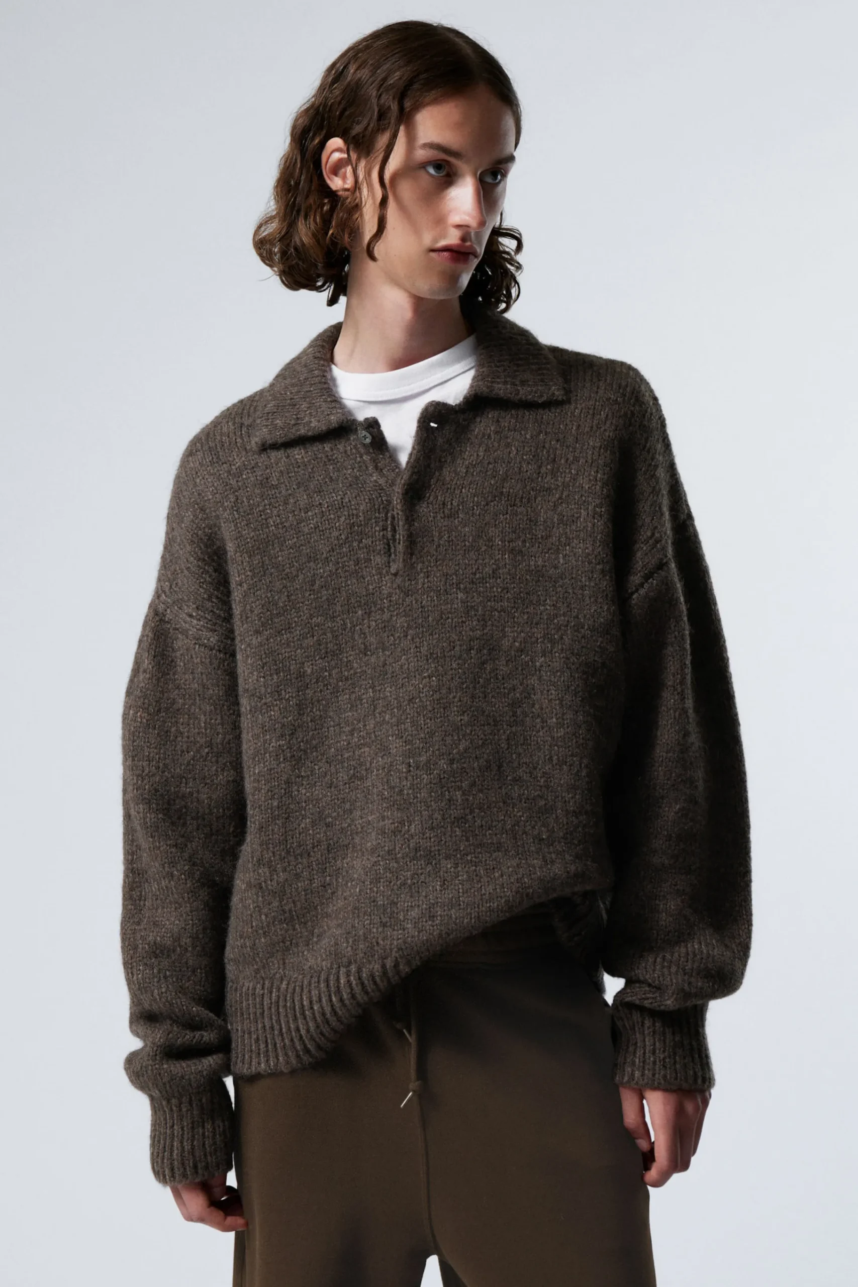 Weekday Stickat<BOBBY RELAXED KNITTED POLO SWEATER