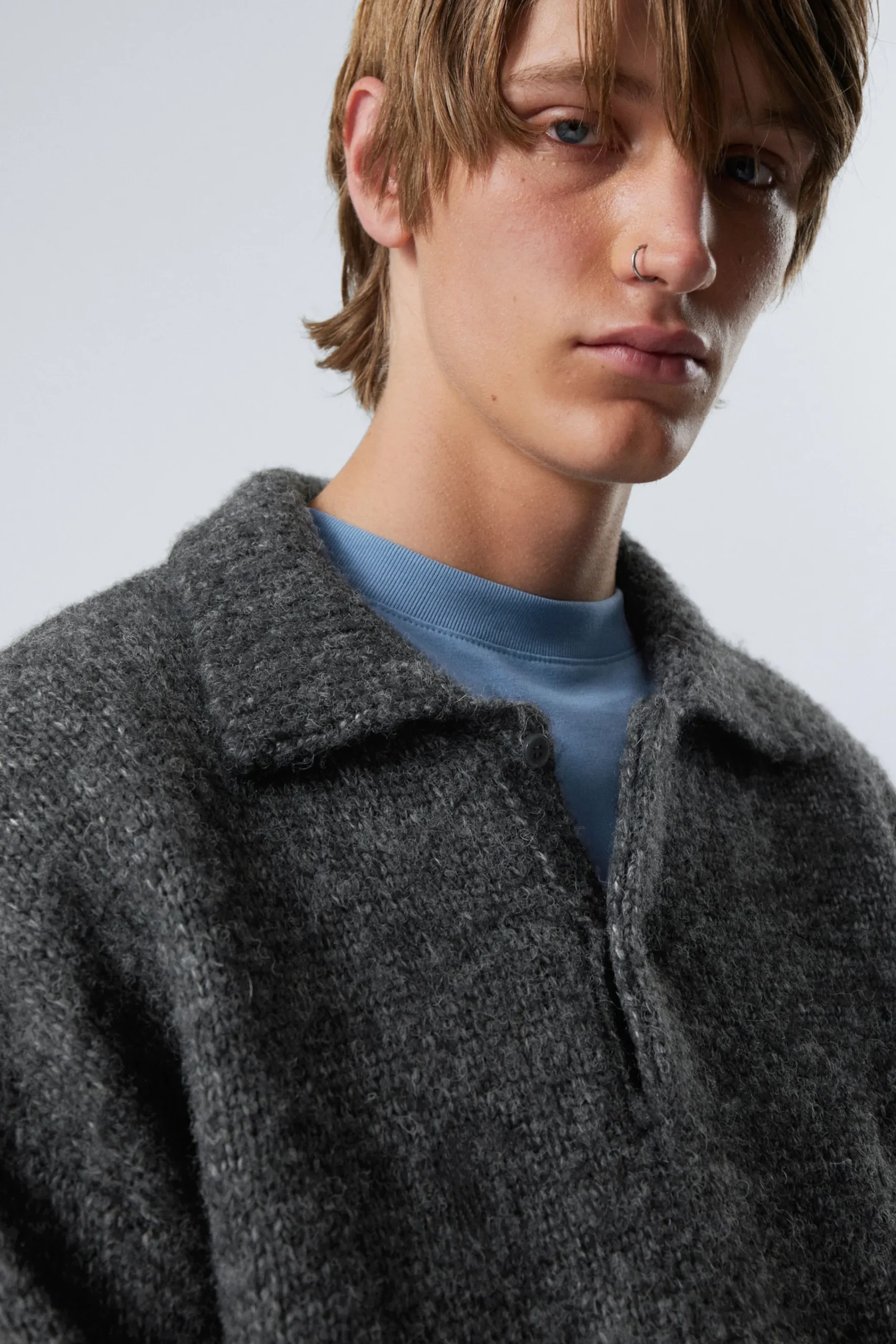 Weekday Stickat<BOBBY RELAXED KNITTED POLO SWEATER