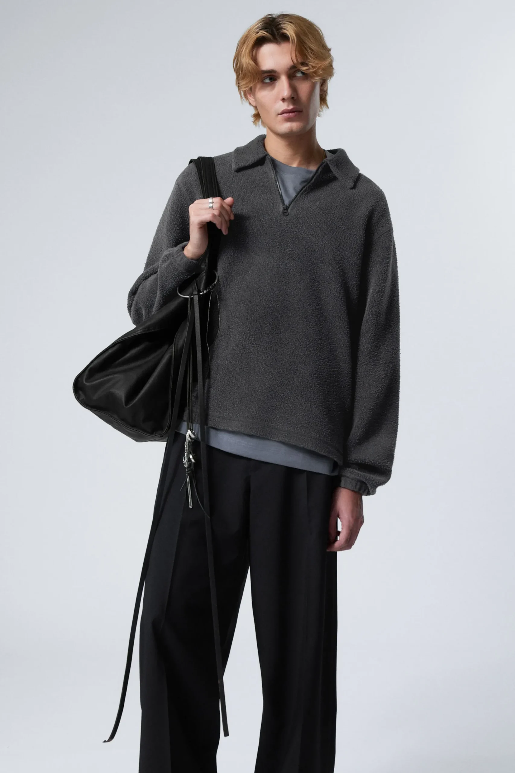 Weekday Sweatshirts<BOXIG HALV-ZIP TRÖJA I FLEECE