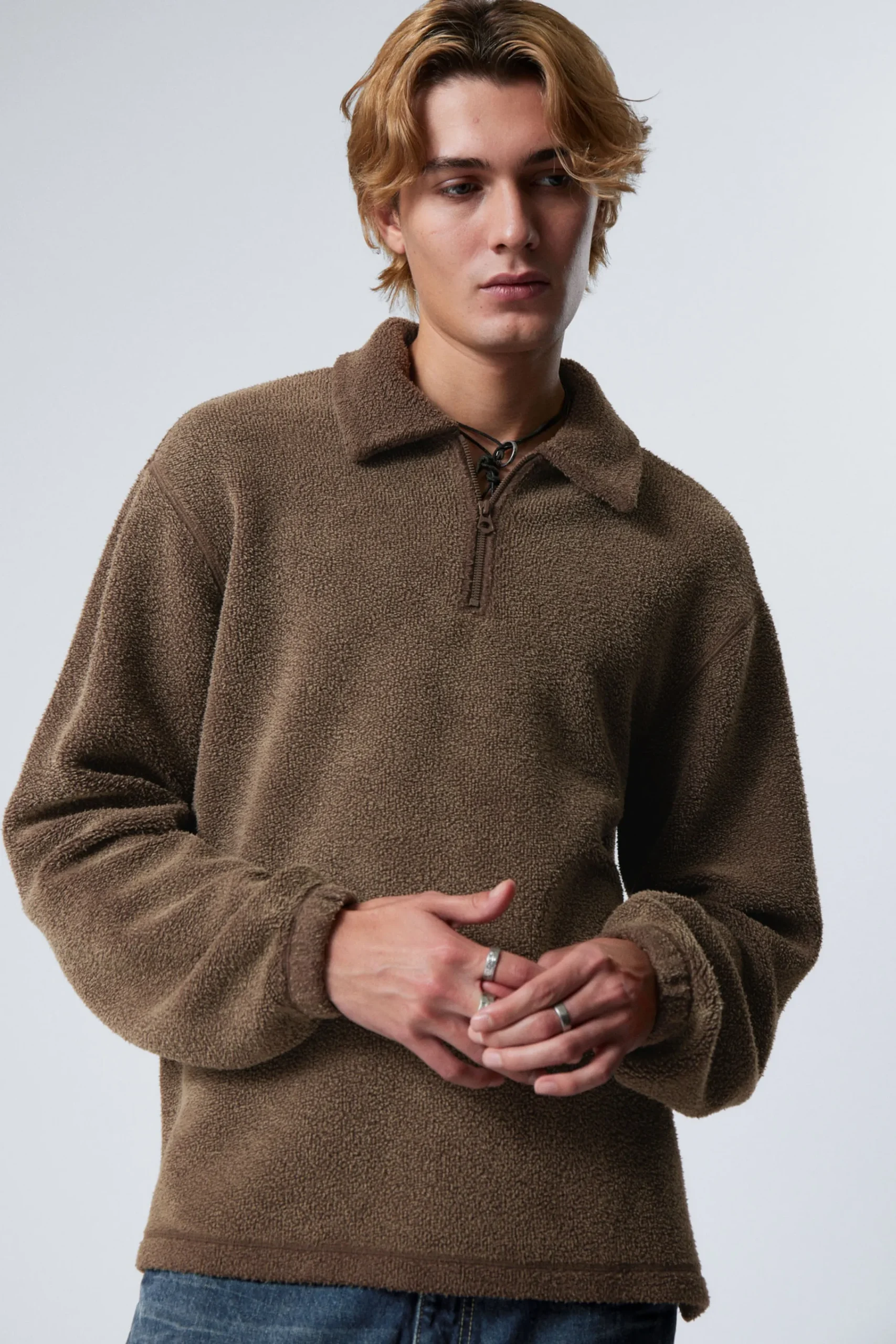 Weekday Sweatshirts<BOXIG HALV-ZIP TRÖJA I FLEECE