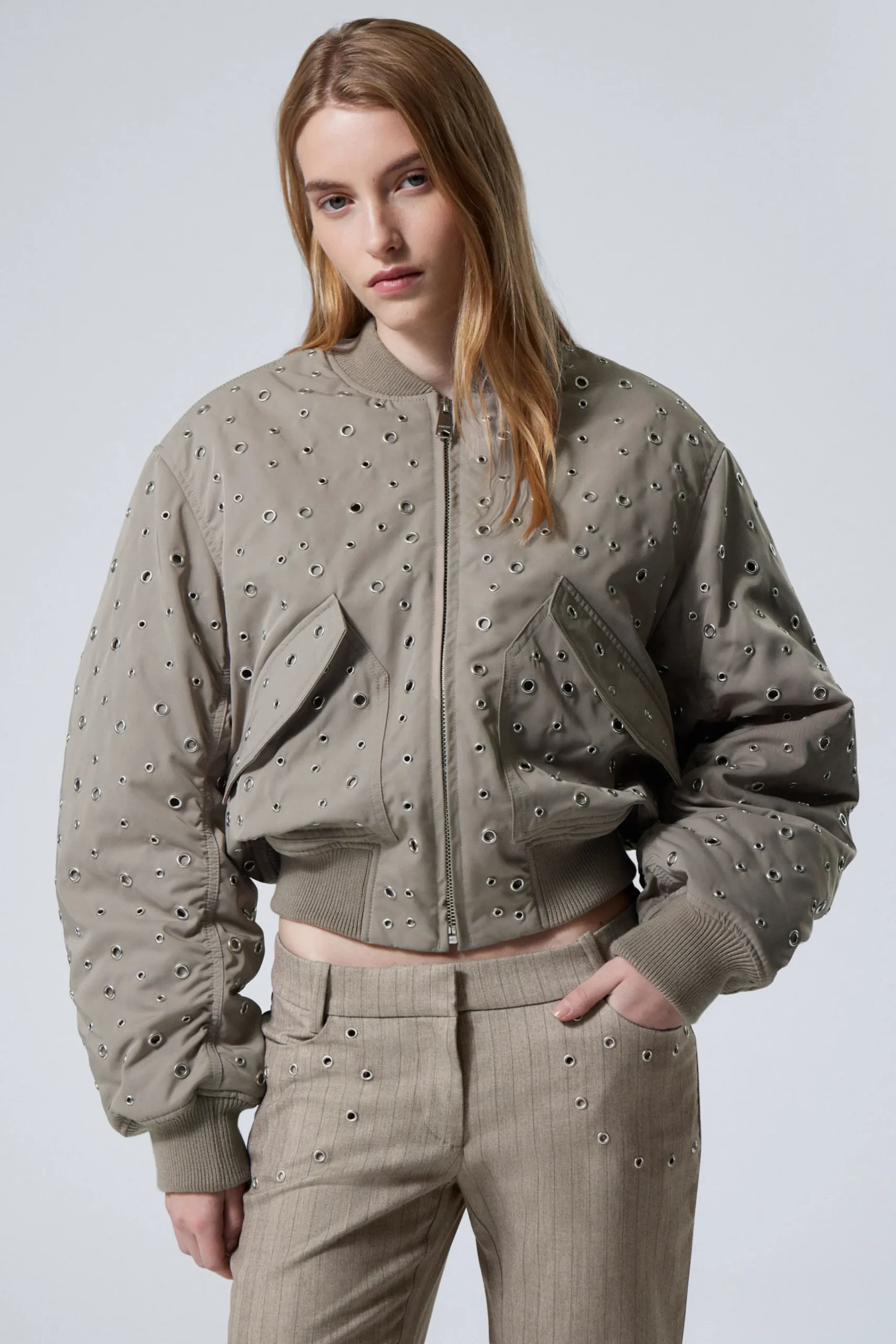 Weekday Jackor & Kappor<CROPPED EYELET BOMBER JACKET