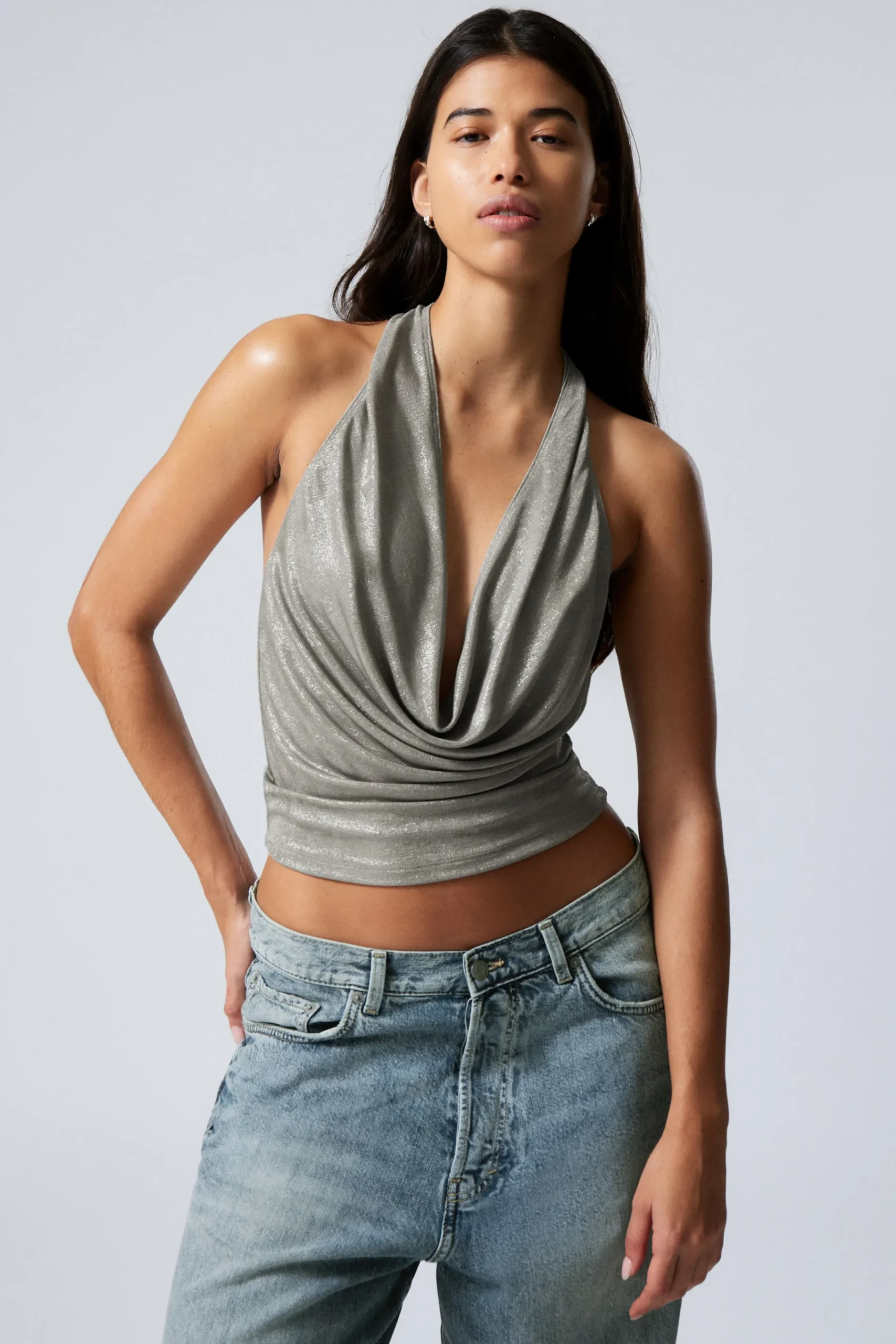 Weekday Toppar<DRAPERAD HALTERNECK-TOPP