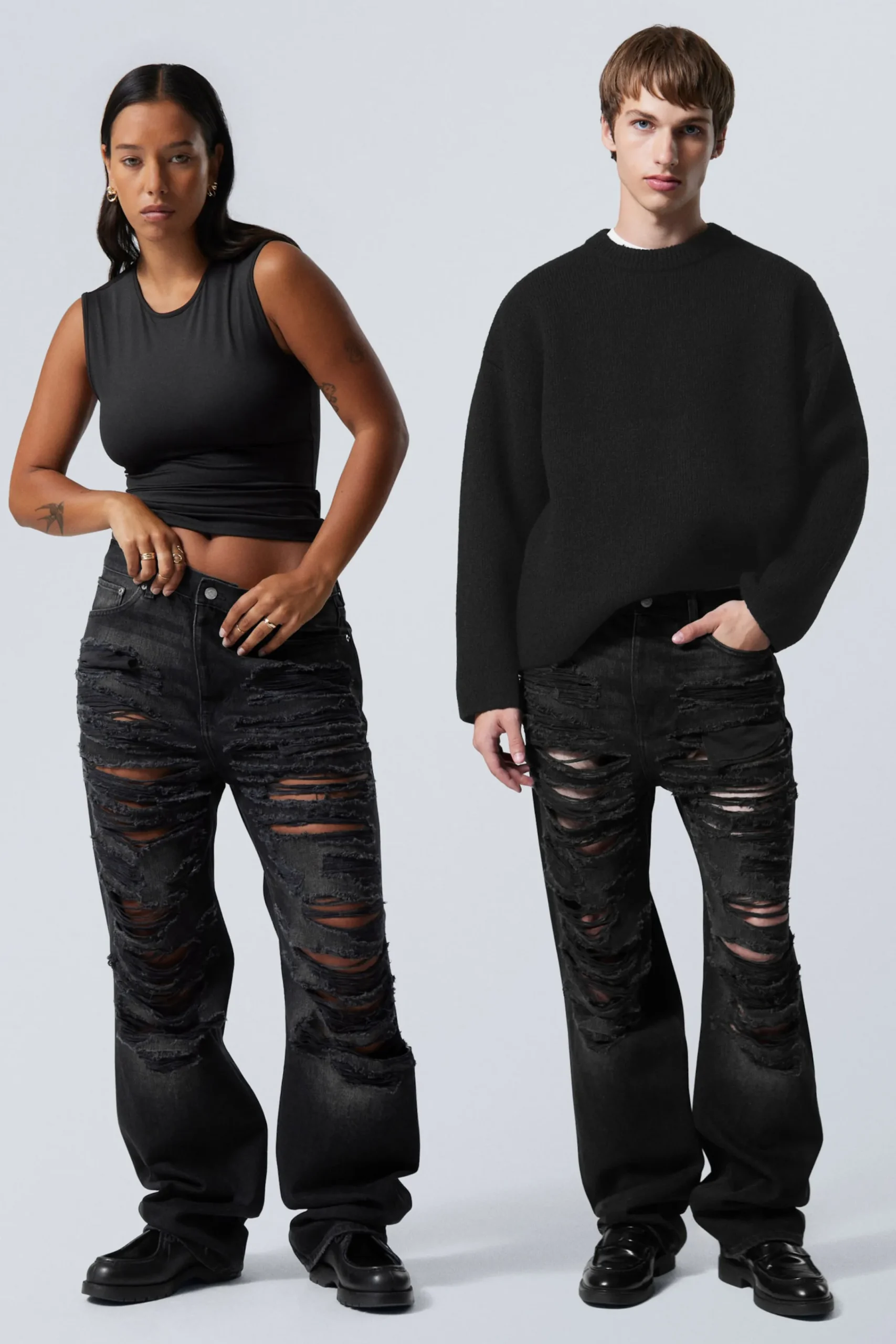 Weekday Jeans<GALAXY LEDIGA RAKA SLITNA JEANS
