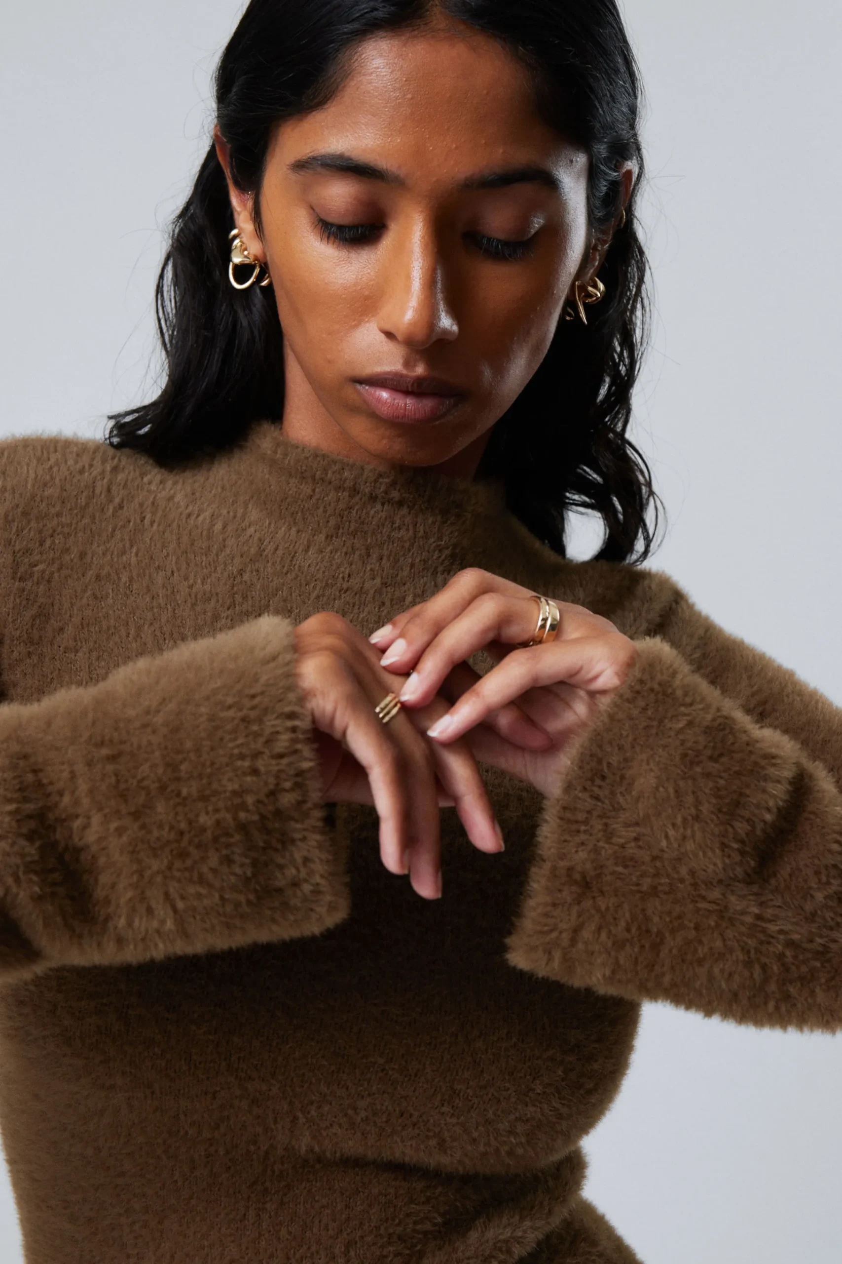 Weekday Stickat<HÅRIG MOCK-NECK TRÖJA