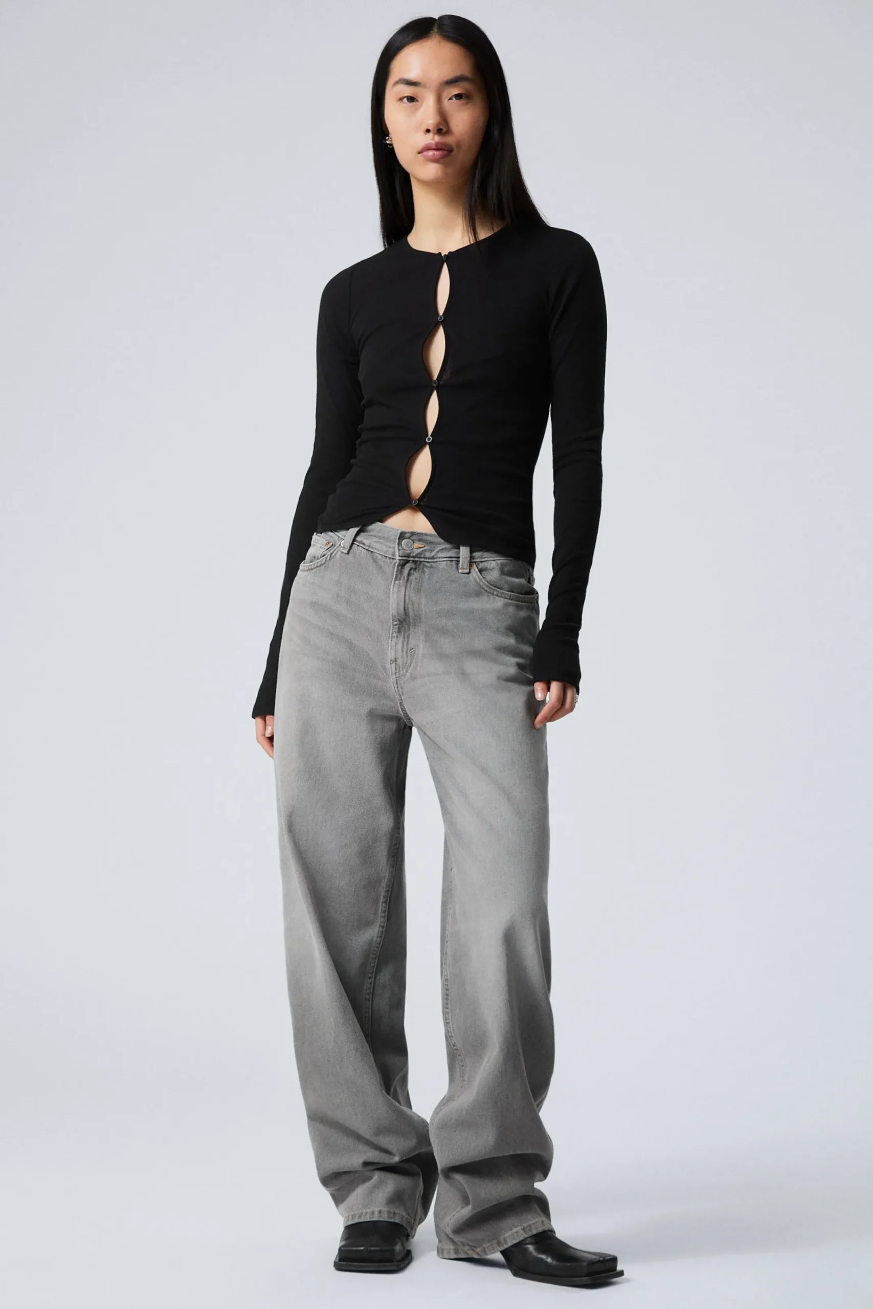Weekday Jeans<RAIL MID WAIST LOOSE WIDE LEG JEANS