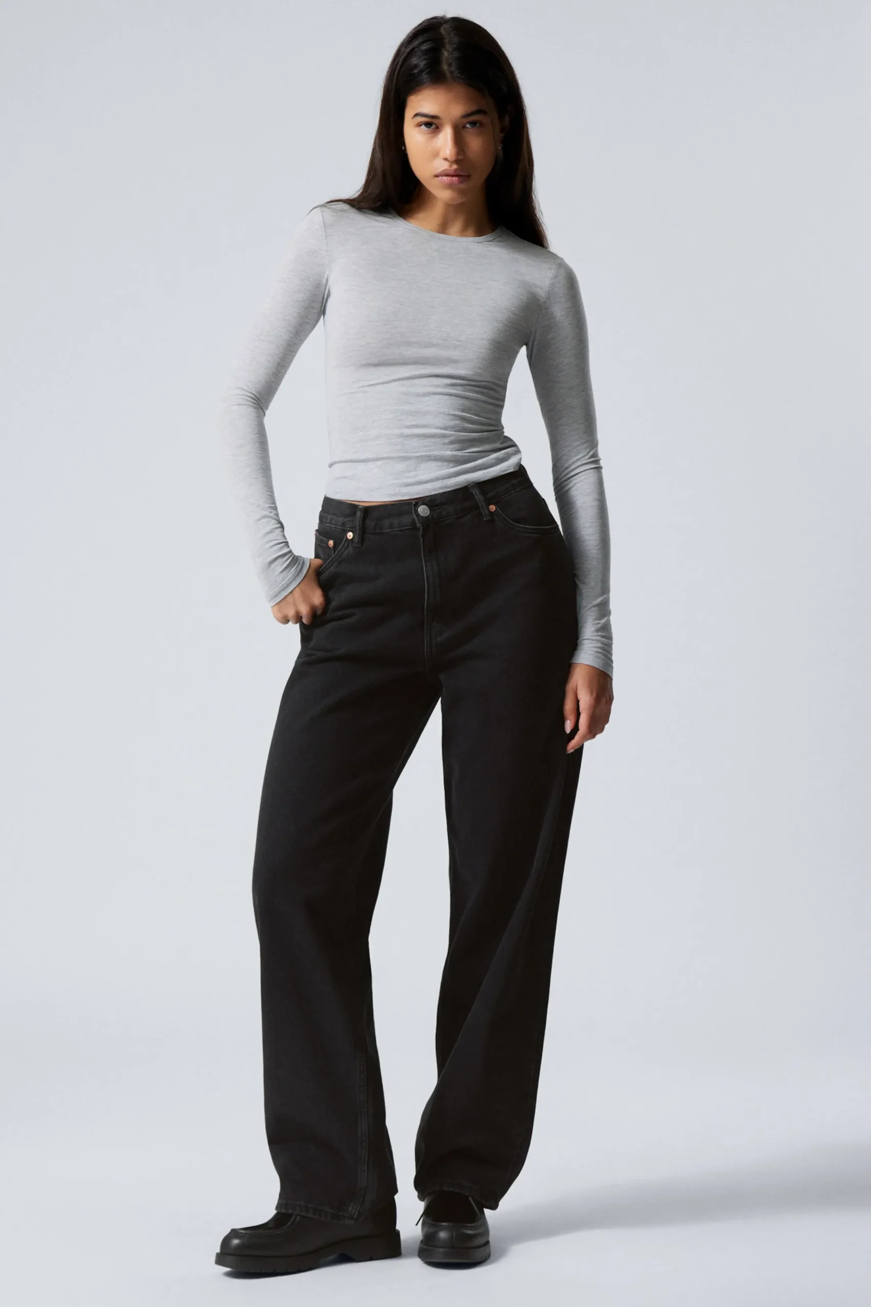 Weekday Jeans<RAIL MID WAIST LOOSE WIDE LEG JEANS