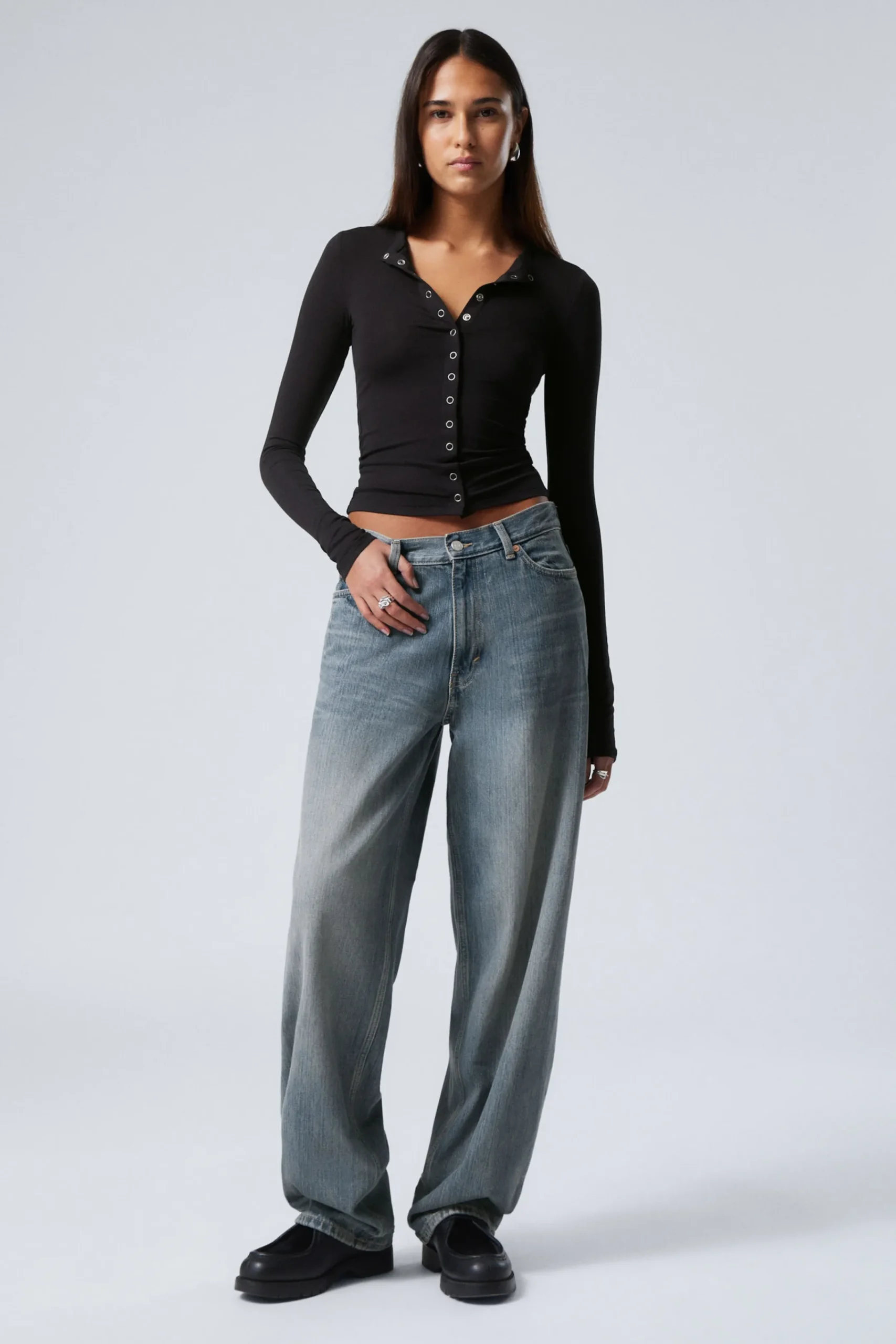 Weekday Jeans<RAIL MID WAIST LOOSE WIDE LEG JEANS