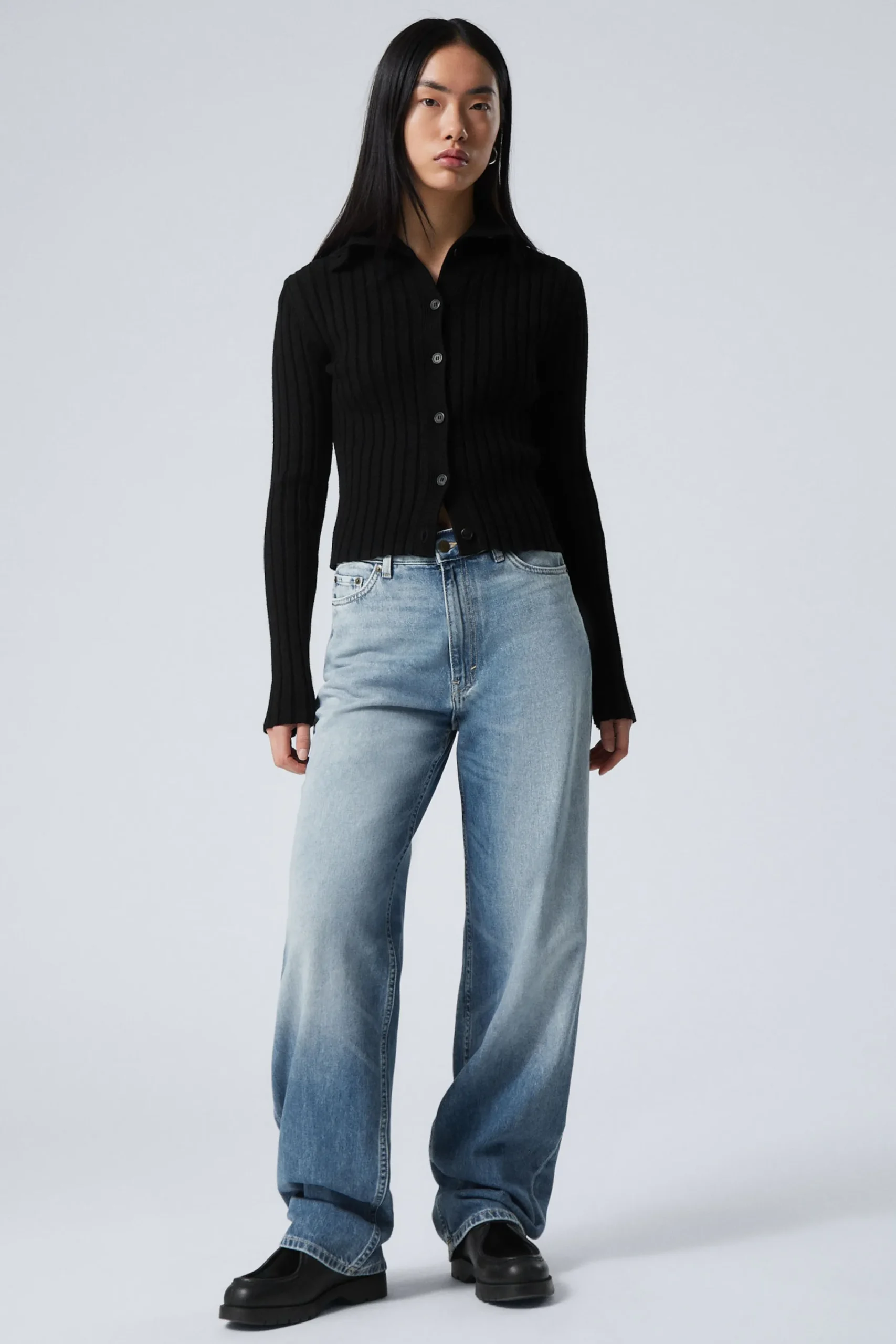 Weekday Jeans<RAIL MID WAIST LOOSE WIDE LEG JEANS