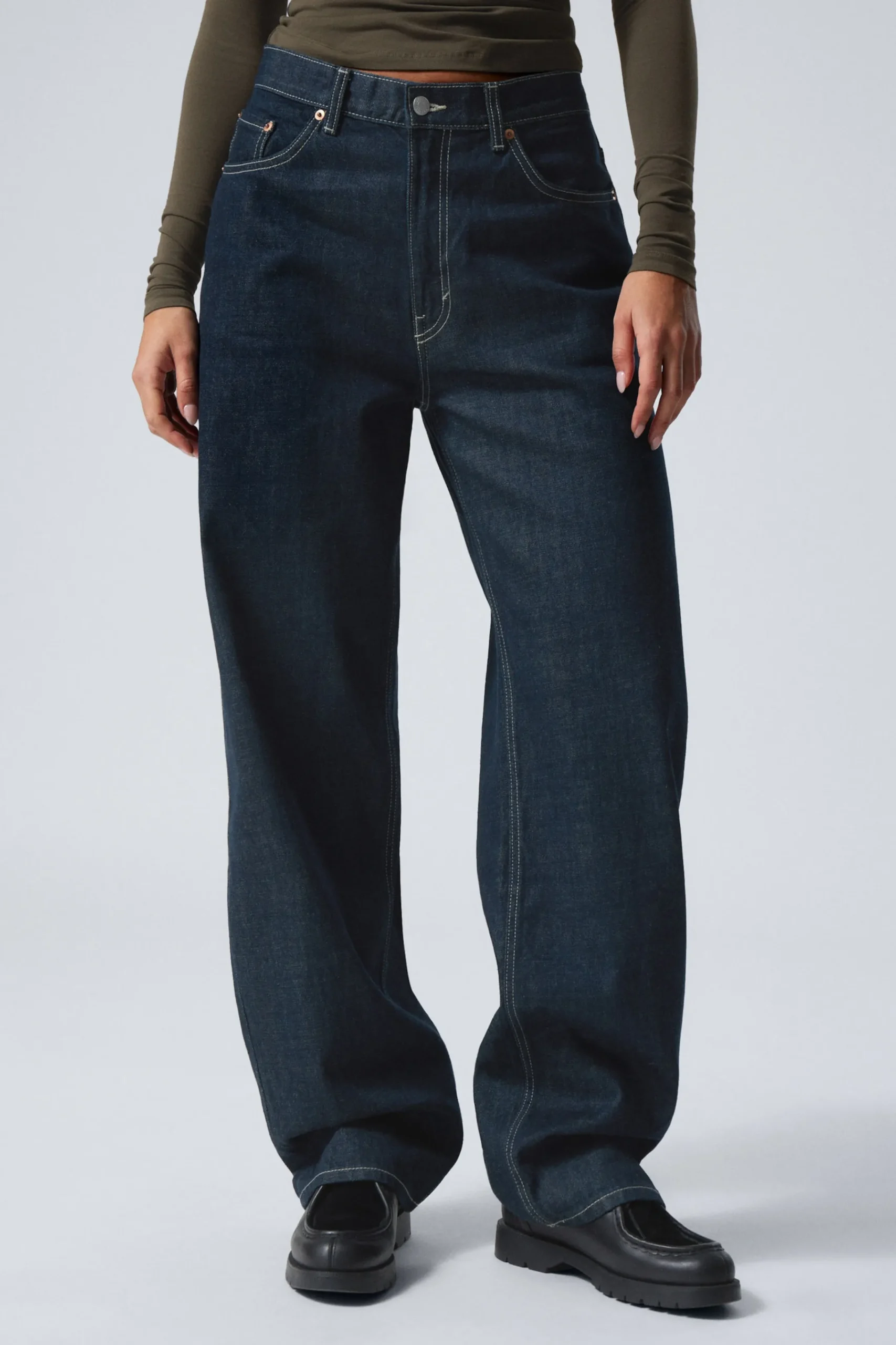 Weekday Jeans<RAIL MID WAIST LOOSE WIDE LEG JEANS