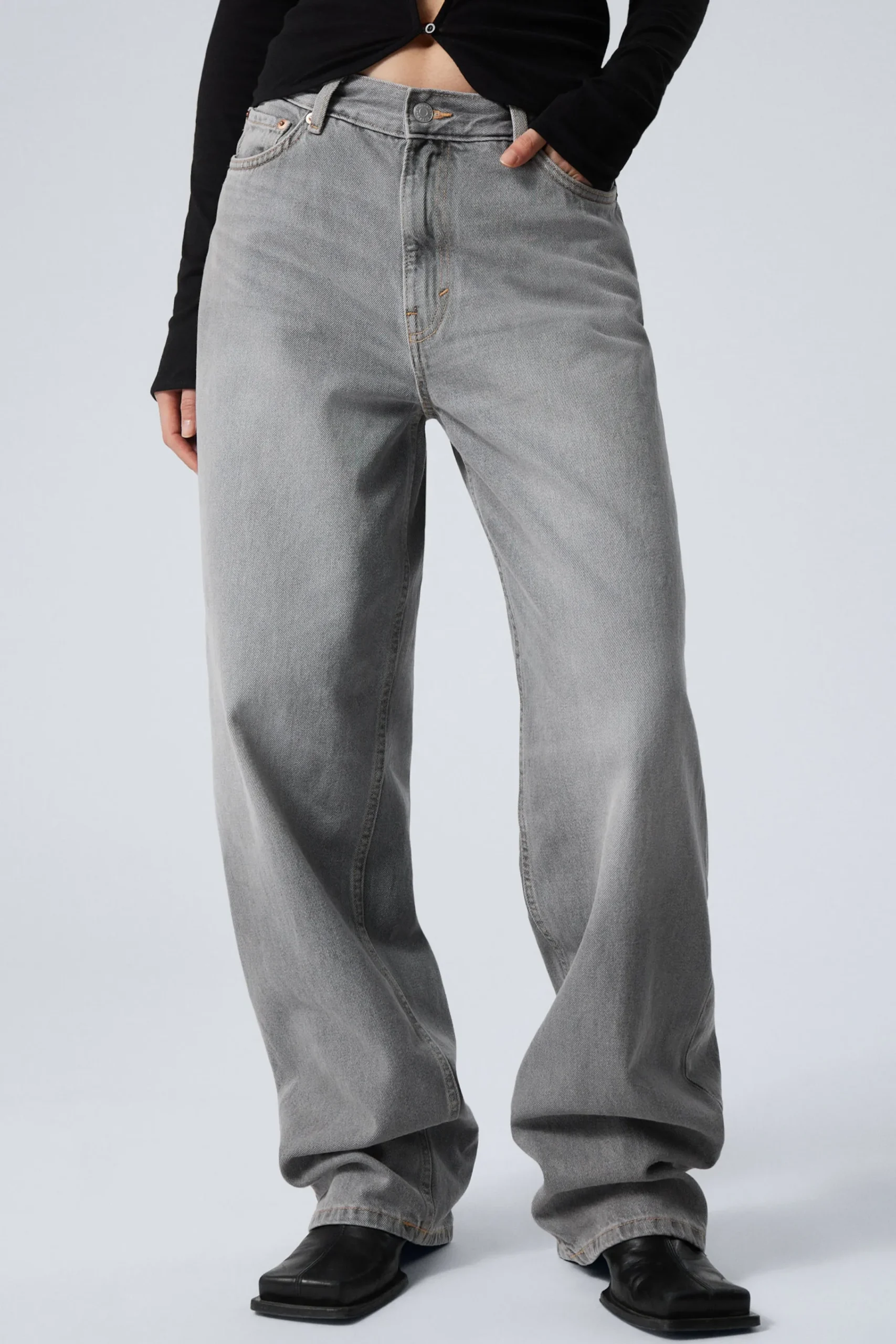 Weekday Jeans<RAIL MID WAIST LOOSE WIDE LEG JEANS