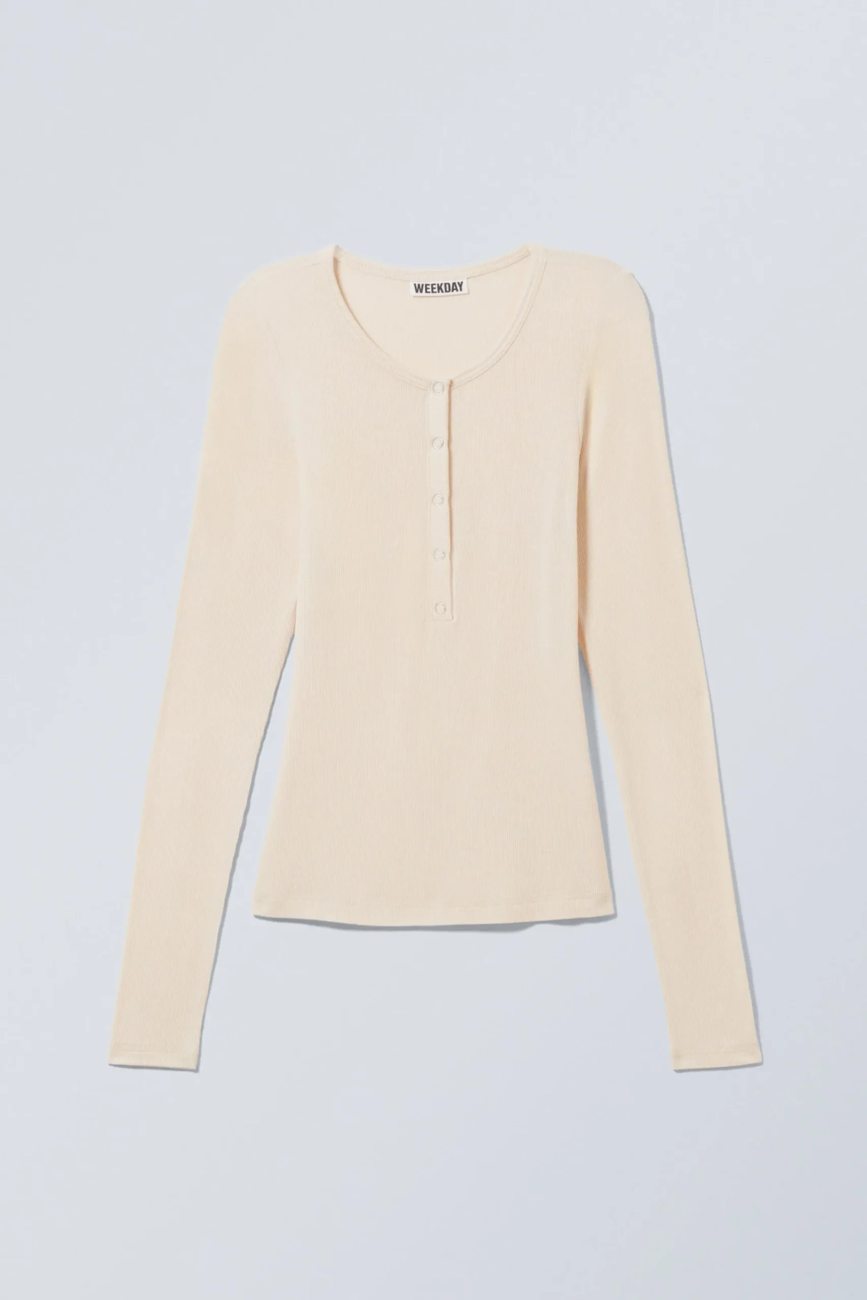 Weekday Toppar<RIBBSTICKAD LÅNGÄRMAD HENLEY-TRÖJA