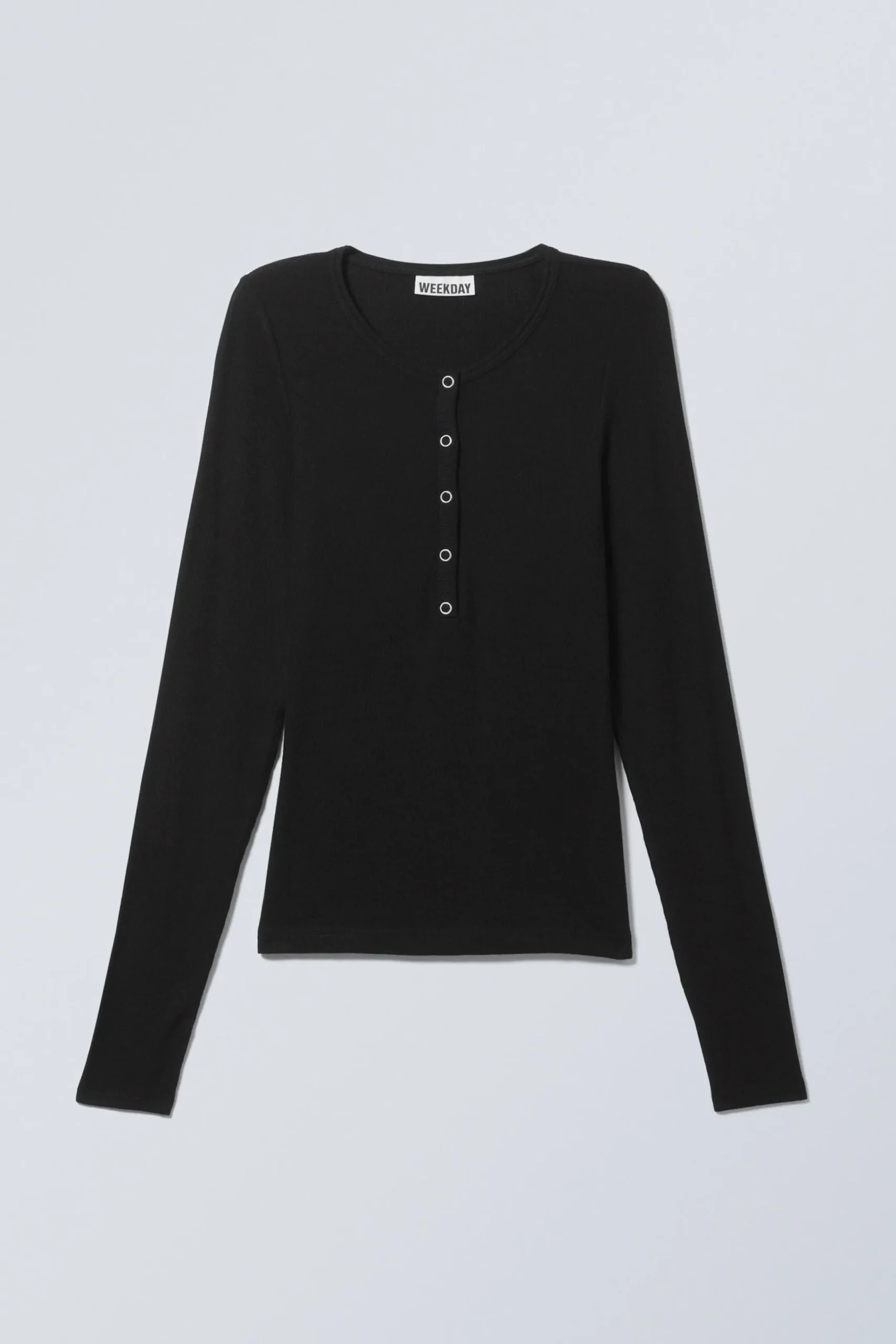 ribbstickad_lngrmad_henleytrja_2.webp Weekday Basplagg | Toppar<RIBBSTICKAD LÅNGÄRMAD HENLEY-TRÖJA