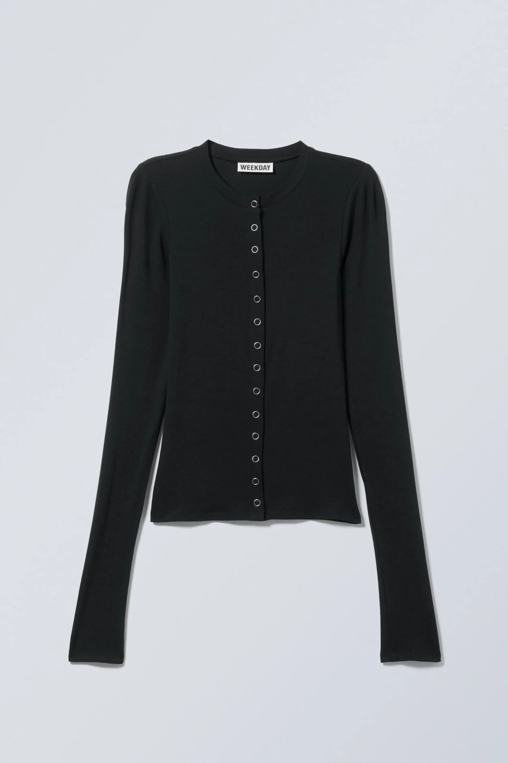 slim_longsleeved_buttoned_cardigan_2-1.webp Weekday Toppar<SLIM LONGSLEEVED BUTTONED CARDIGAN