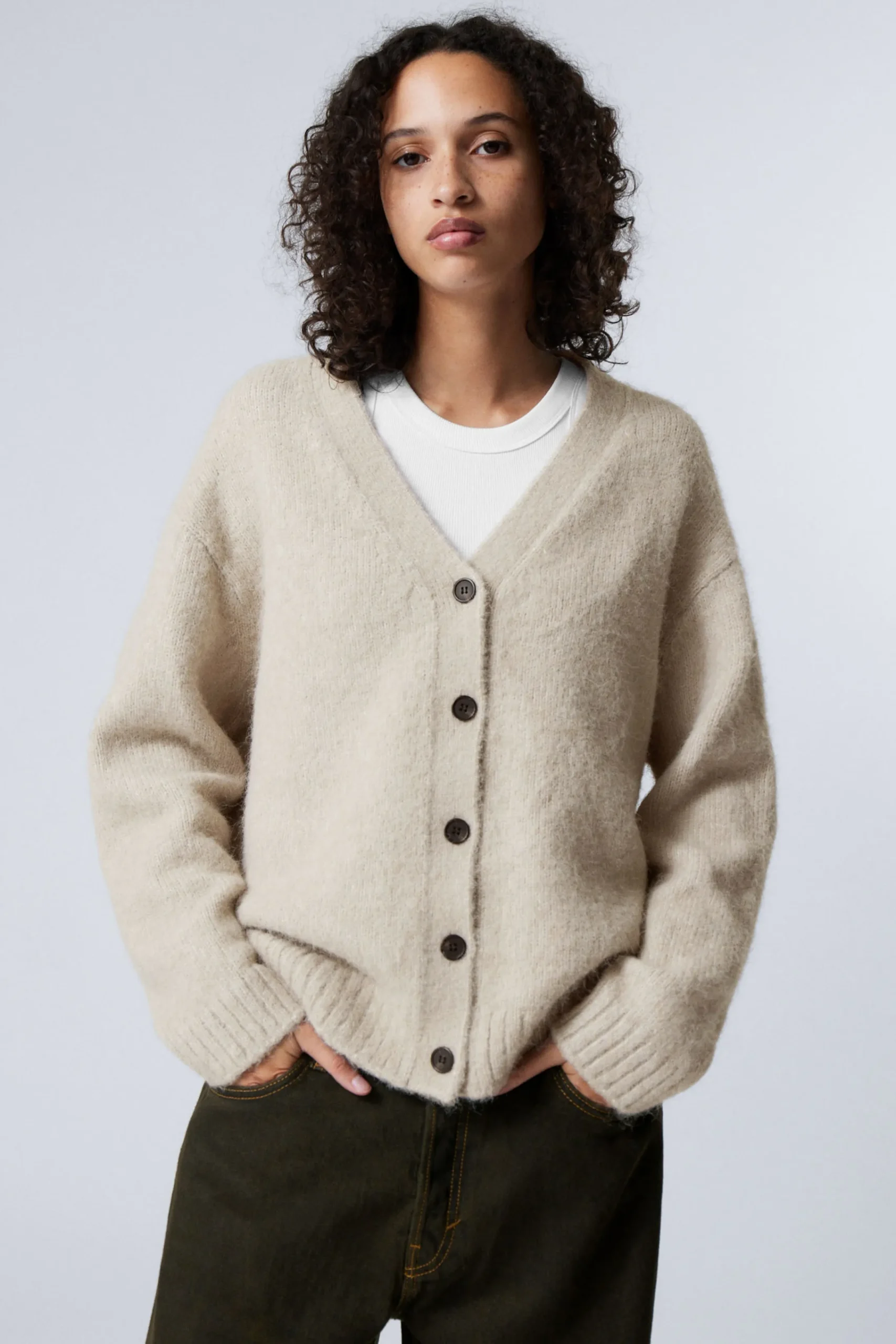 Weekday Stickat<STICKAD ENKELKNÄPPT CARDIGAN