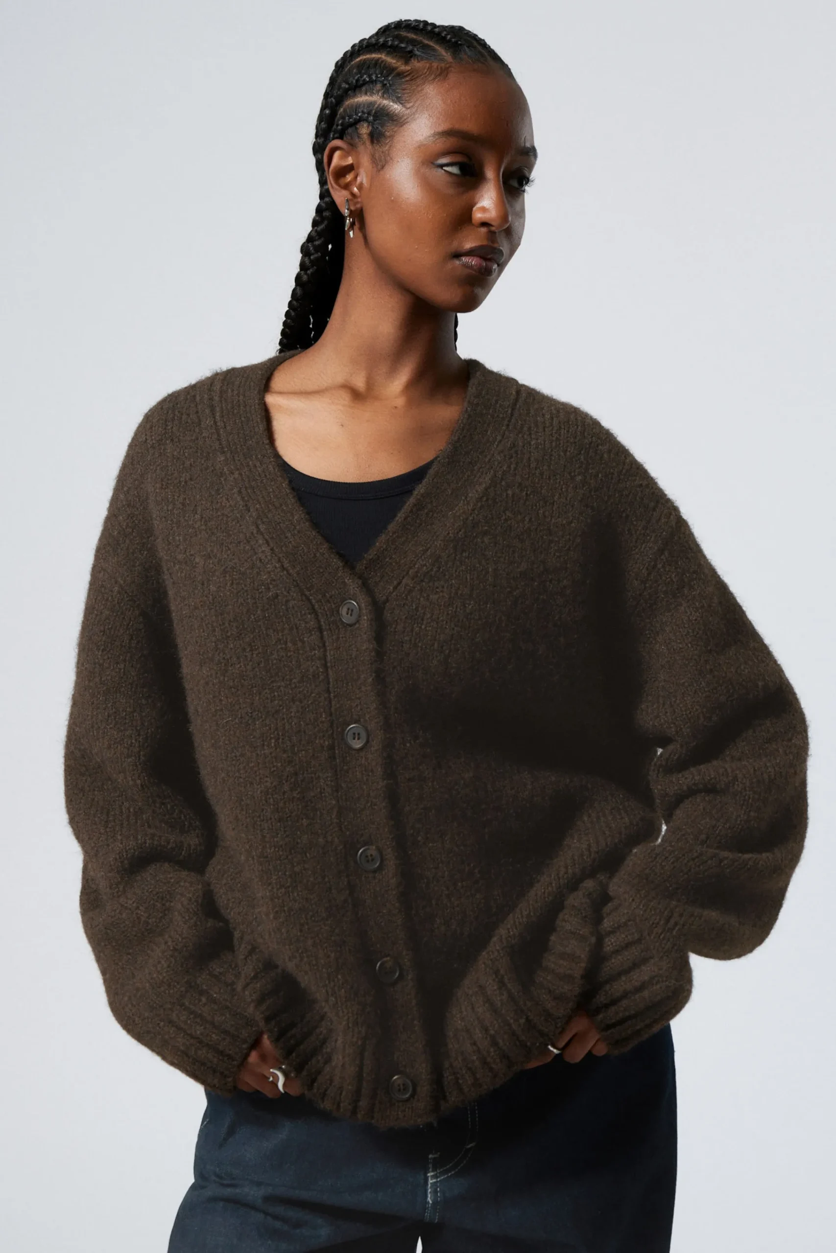 Weekday Stickat<STICKAD ENKELKNÄPPT CARDIGAN