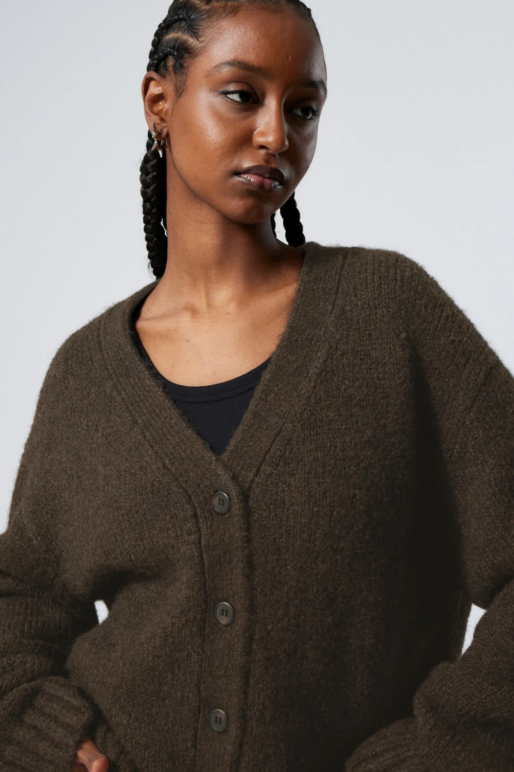 Weekday Stickat<STICKAD ENKELKNÄPPT CARDIGAN