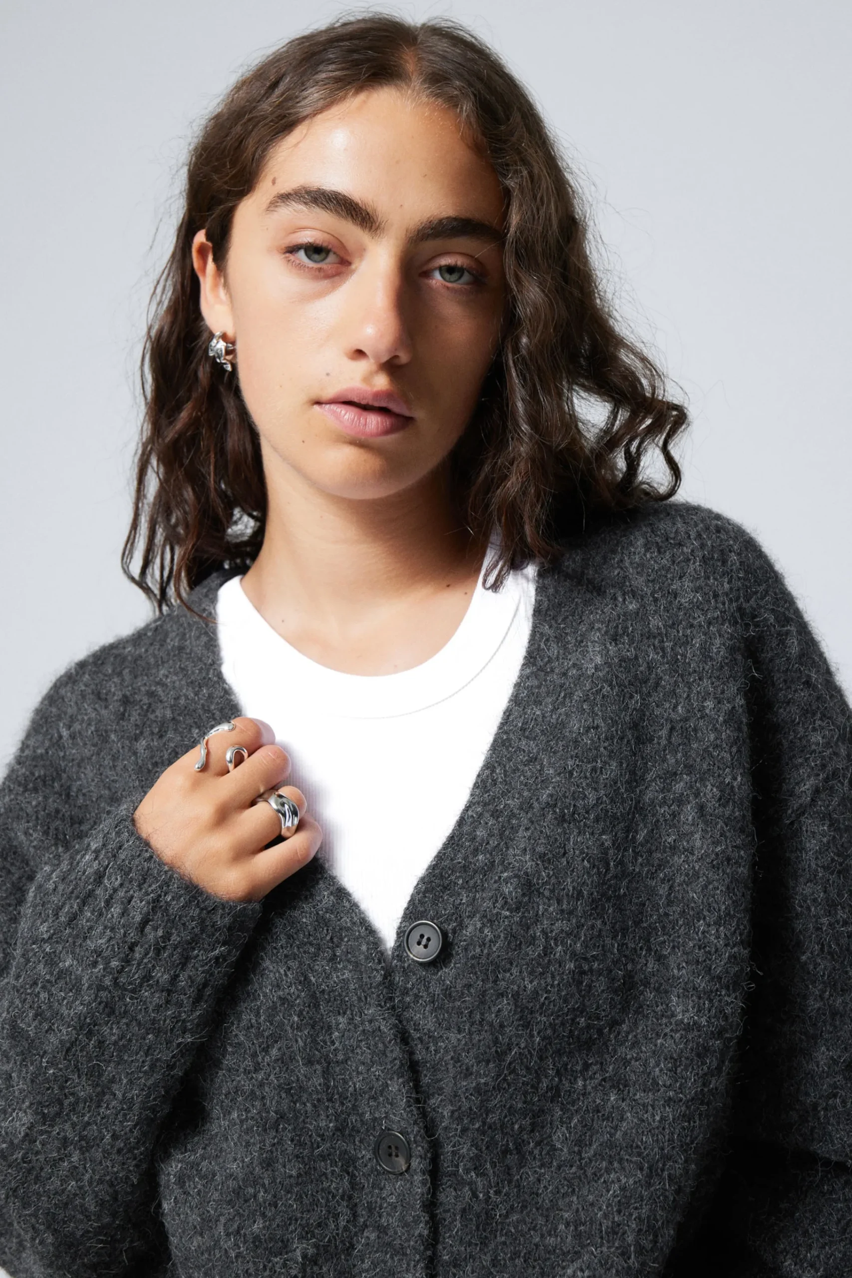Weekday Stickat<STICKAD ENKELKNÄPPT CARDIGAN