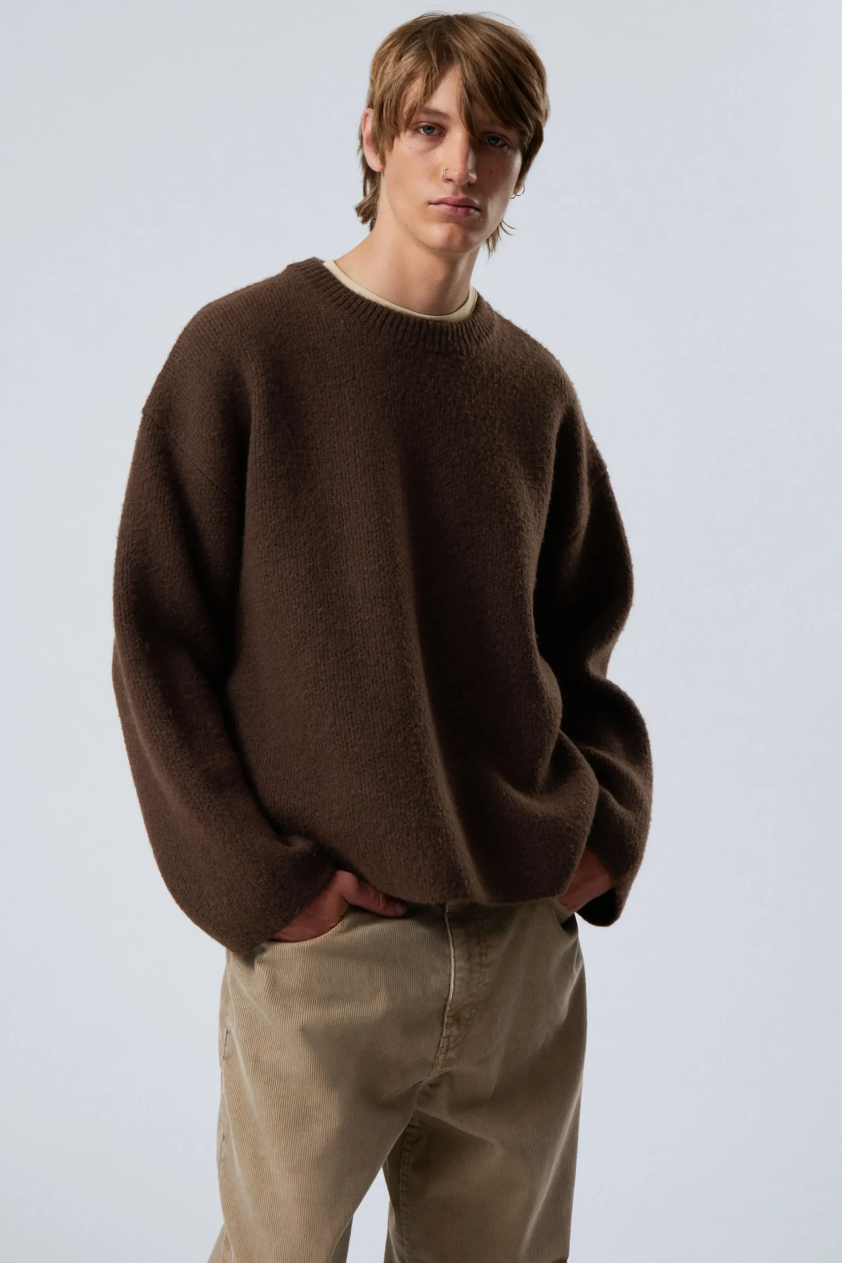 Weekday Stickat<TEO OVERSIZED WOOL BLEND KNIT SWEATER