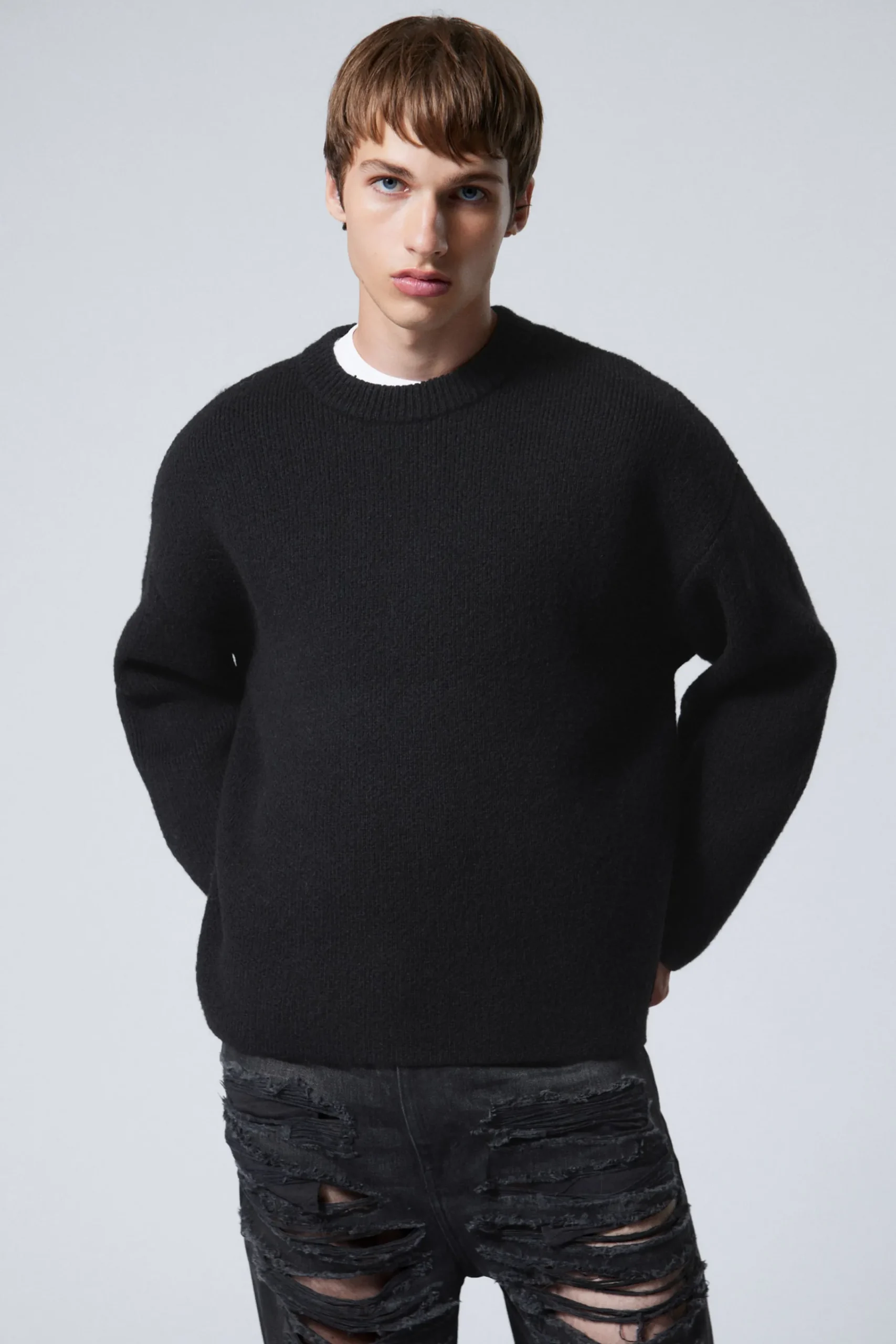 Weekday Stickat<TEO OVERSIZED WOOL BLEND KNIT SWEATER