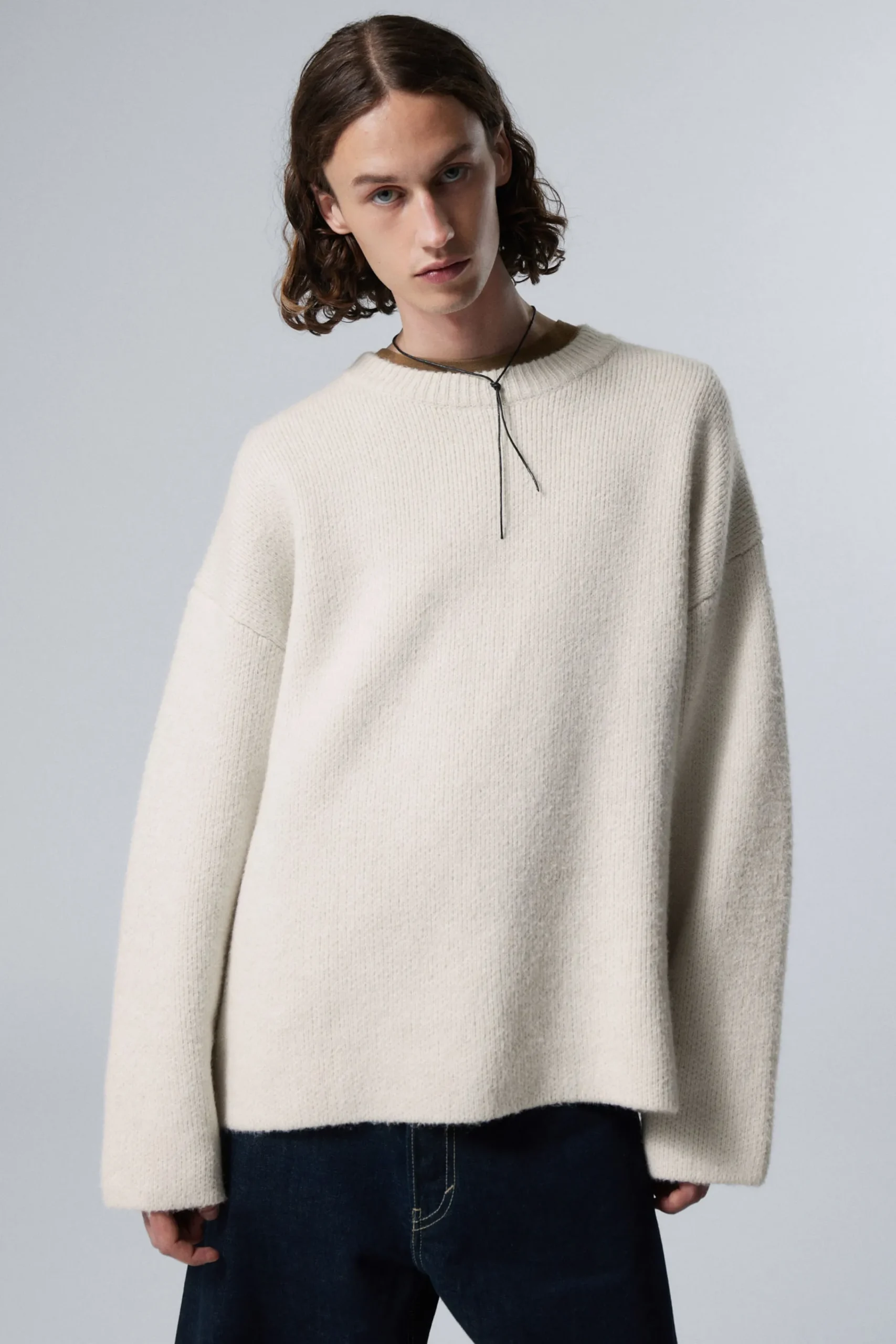 Weekday Stickat<TEO OVERSIZED WOOL BLEND KNIT SWEATER