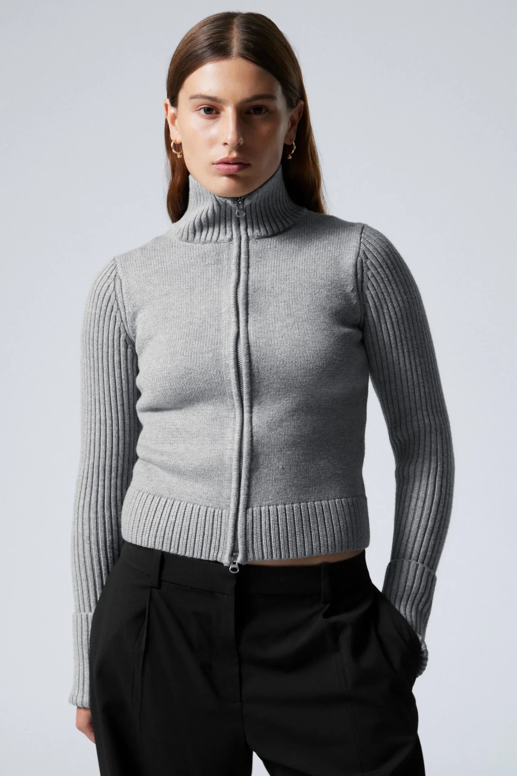 Weekday Stickat<WINONA ZIP CARDIGAN