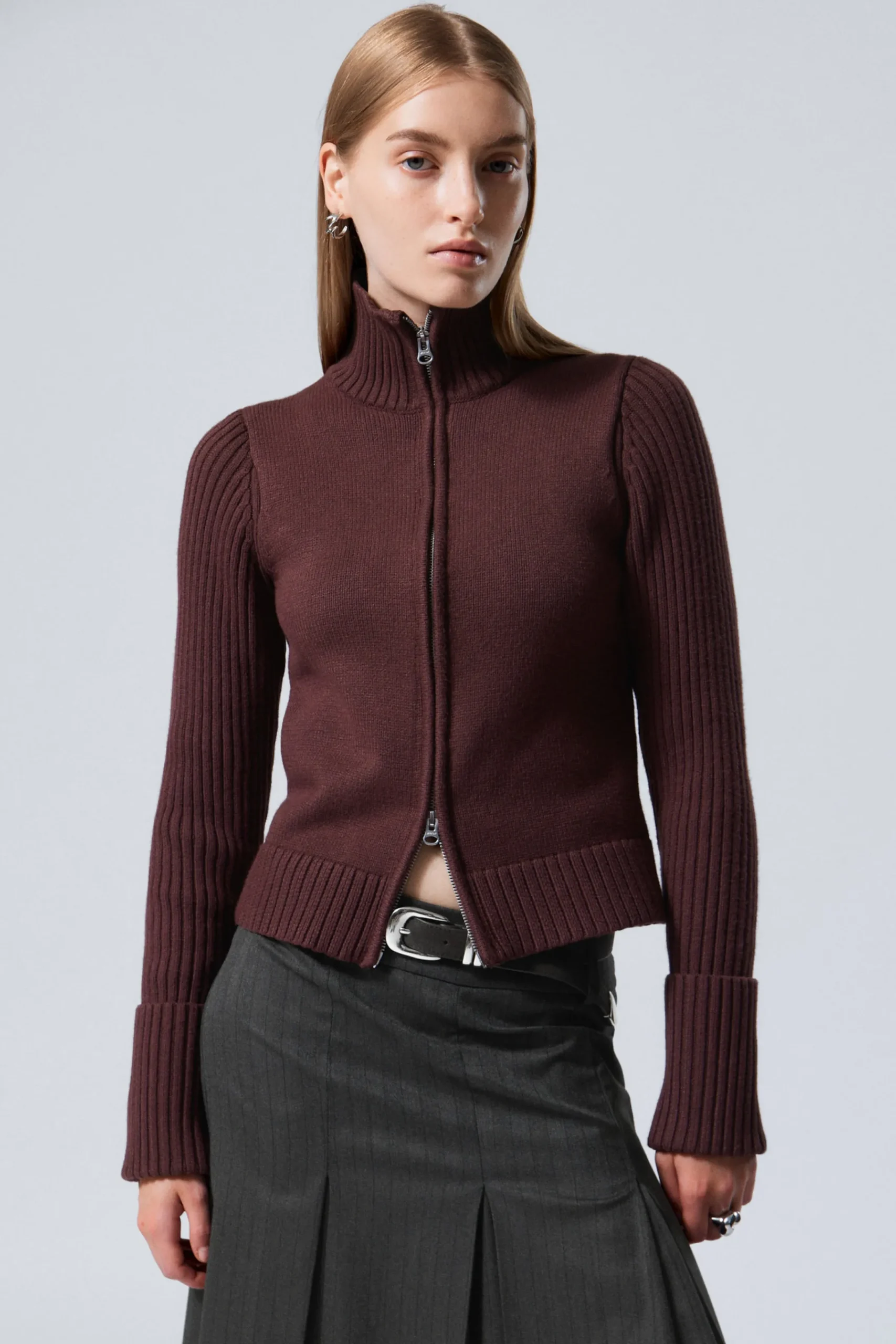 Weekday Stickat<WINONA ZIP CARDIGAN